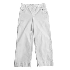 SPANX Stretch Twill Cropped Wide Leg Pant in White Women's Size Large